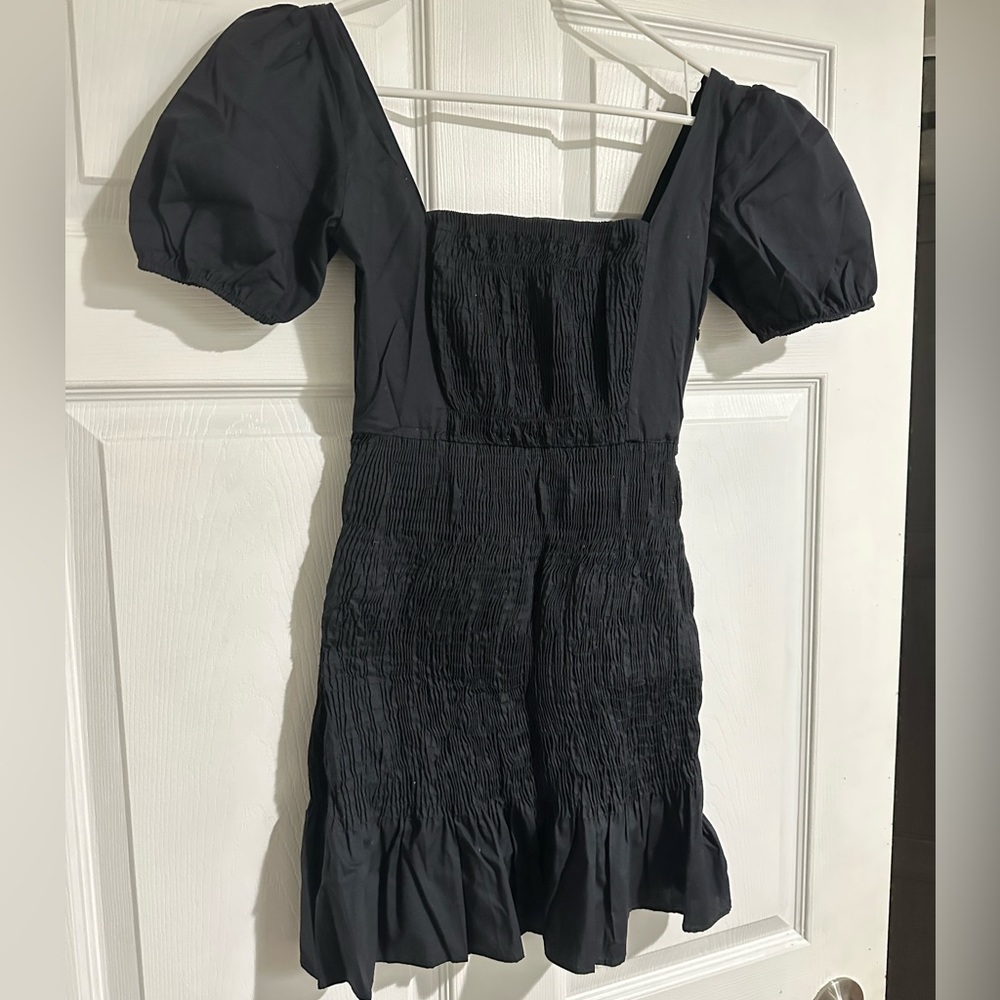 ZARA Ruched Black Mini Dress Smocked XS Summer Mini SOLD OUT OLD STYLE